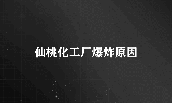 仙桃化工厂爆炸原因
