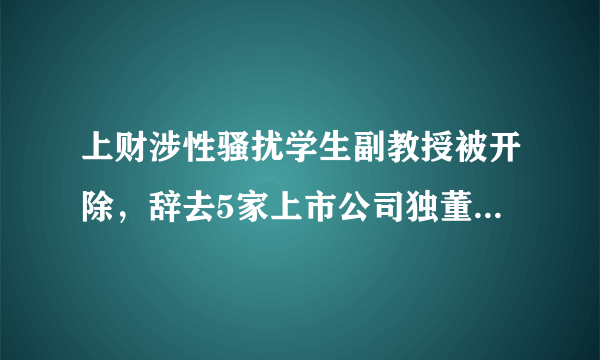 上财涉性骚扰学生副教授被开除，辞去5家上市公司独董，兼职年薪超50万, 你怎么看？