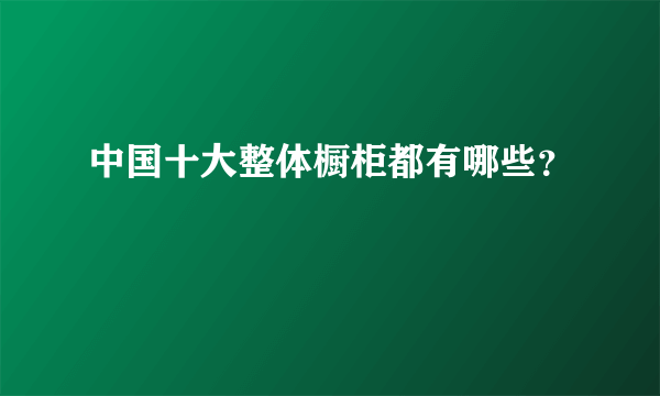 中国十大整体橱柜都有哪些？