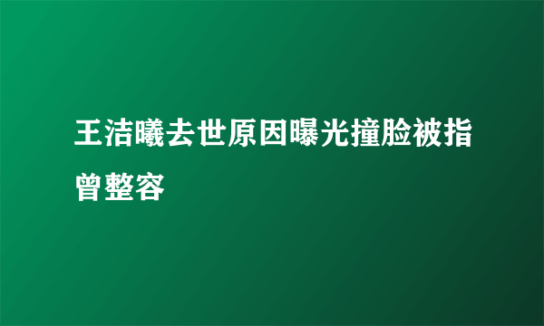 王洁曦去世原因曝光撞脸被指曾整容
