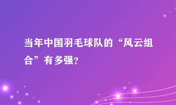 当年中国羽毛球队的“风云组合”有多强？