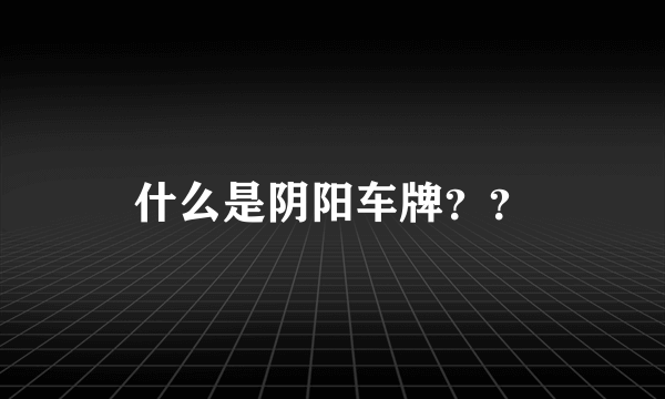 什么是阴阳车牌？？