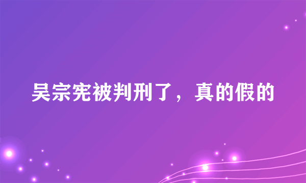 吴宗宪被判刑了，真的假的