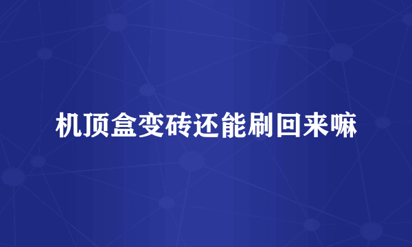 机顶盒变砖还能刷回来嘛