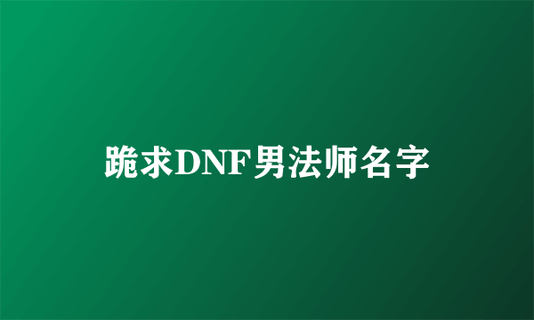 跪求DNF男法师名字