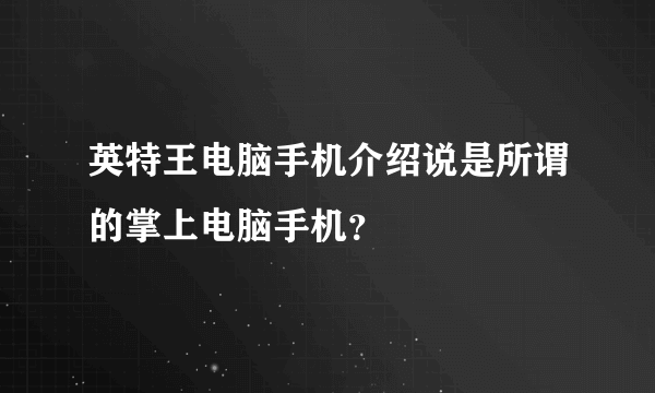英特王电脑手机介绍说是所谓的掌上电脑手机？
