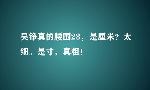 吴铮真的腰围23，是厘米？太细。是寸，真粗！