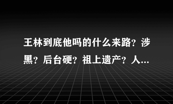 王林到底他吗的什么来路？涉黑？后台硬？祖上遗产？人际交往能力强？