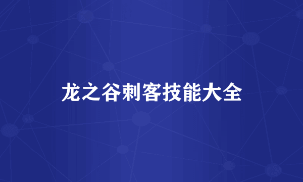 龙之谷刺客技能大全