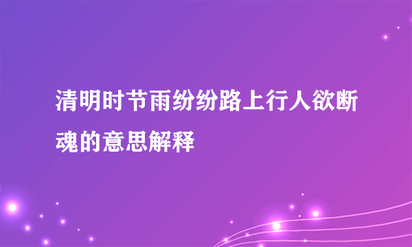 清明时节雨纷纷路上行人欲断魂的意思解释