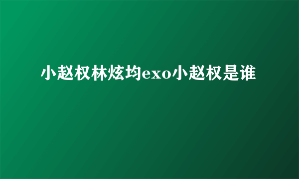 小赵权林炫均exo小赵权是谁