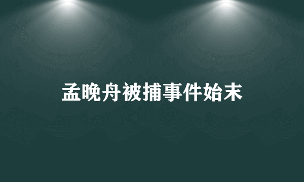 孟晚舟被捕事件始末