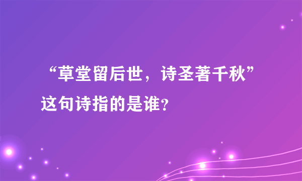 “草堂留后世，诗圣著千秋”这句诗指的是谁？