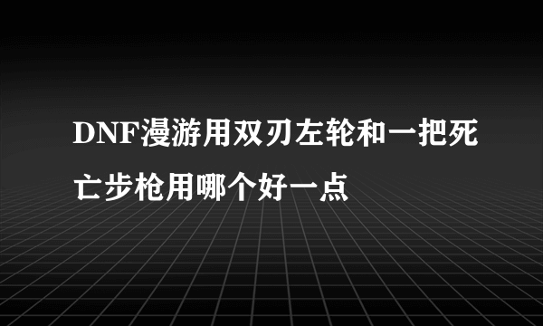 DNF漫游用双刃左轮和一把死亡步枪用哪个好一点
