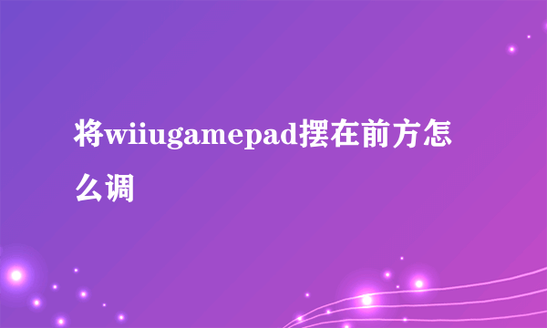将wiiugamepad摆在前方怎么调
