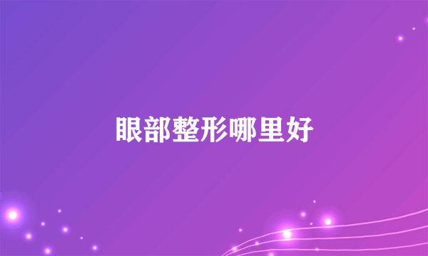 眼部整形哪里好