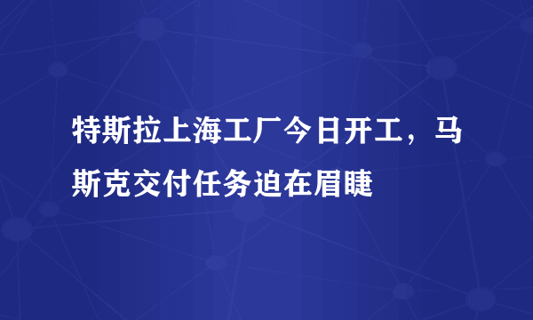 特斯拉上海工厂今日开工，马斯克交付任务迫在眉睫