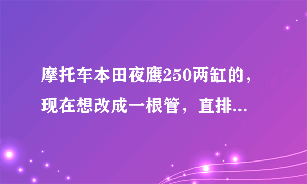 摩托车本田夜鹰250两缸的，现在想改成一根管，直排，现在想了解排汽管？