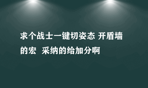 求个战士一键切姿态 开盾墙的宏  采纳的给加分啊