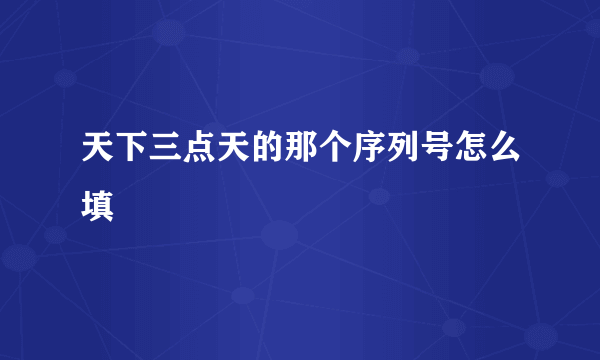 天下三点天的那个序列号怎么填