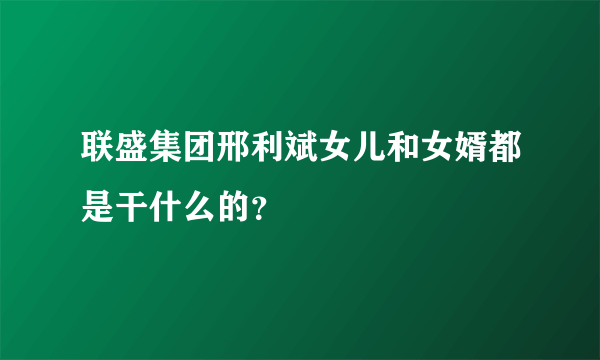 联盛集团邢利斌女儿和女婿都是干什么的？