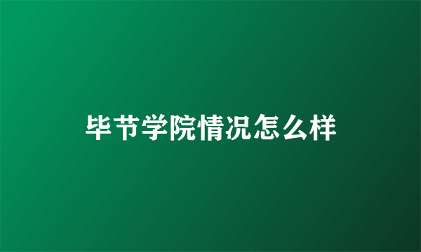 毕节学院情况怎么样