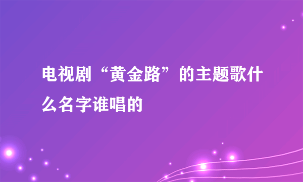 电视剧“黄金路”的主题歌什么名字谁唱的