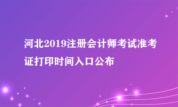 河北2019注册会计师考试准考证打印时间入口公布