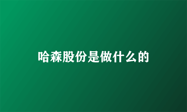 哈森股份是做什么的