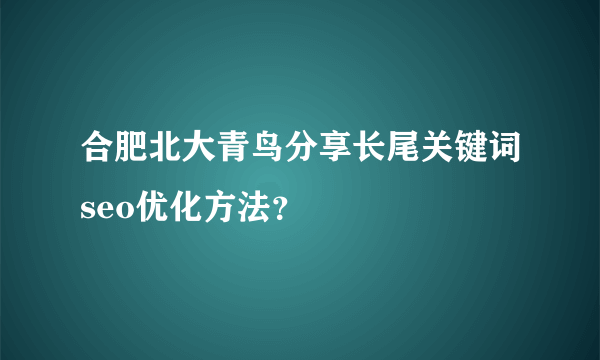 合肥北大青鸟分享长尾关键词seo优化方法？