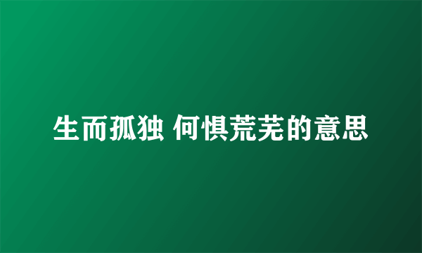 生而孤独 何惧荒芜的意思