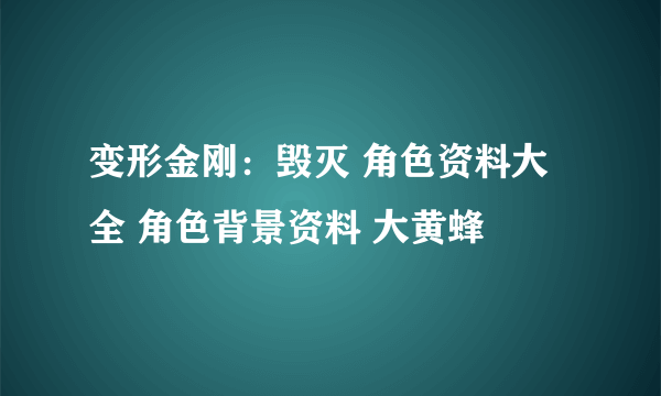 变形金刚：毁灭 角色资料大全 角色背景资料 大黄蜂