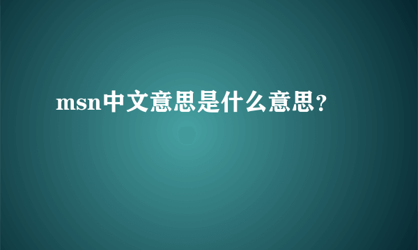 msn中文意思是什么意思？