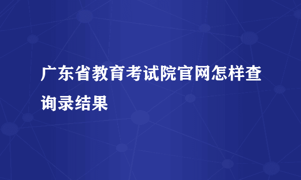 广东省教育考试院官网怎样查询录结果