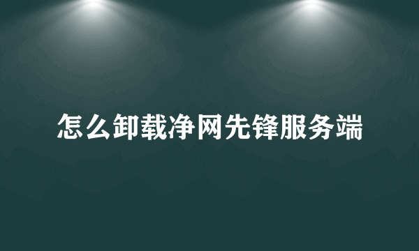 怎么卸载净网先锋服务端