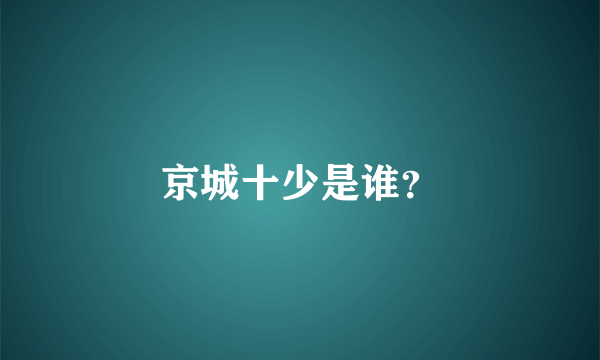 京城十少是谁？