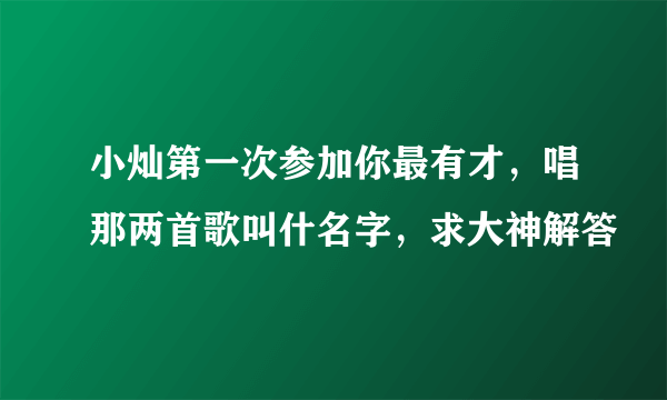 小灿第一次参加你最有才，唱那两首歌叫什名字，求大神解答