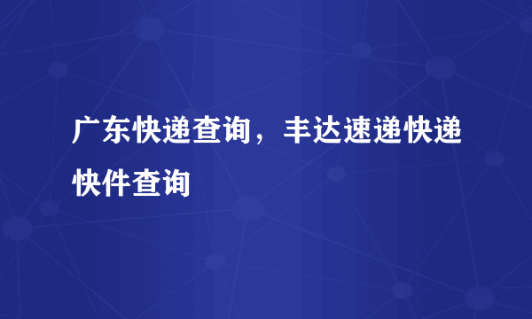 广东快递查询，丰达速递快递快件查询