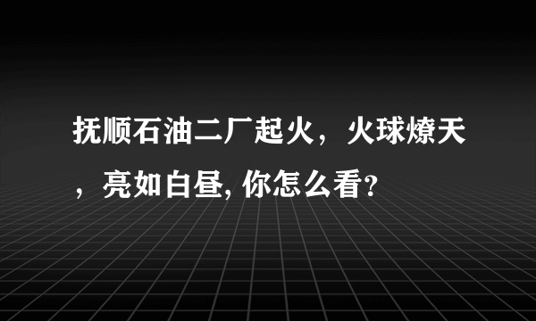 抚顺石油二厂起火，火球燎天，亮如白昼, 你怎么看？