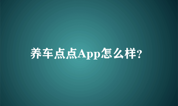 养车点点App怎么样？