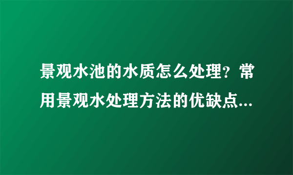 景观水池的水质怎么处理？常用景观水处理方法的优缺点及应用场景。