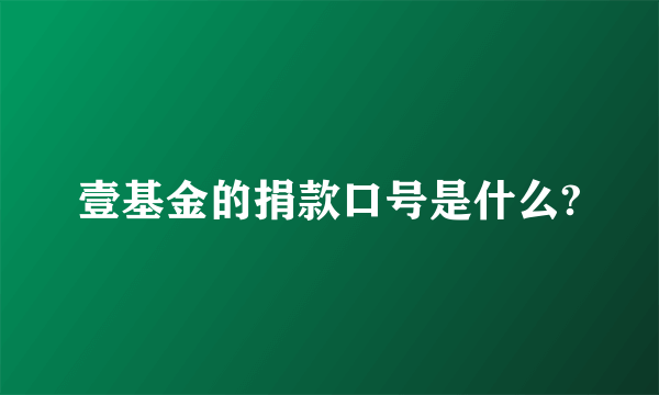 壹基金的捐款口号是什么?