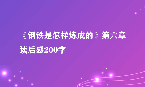《钢铁是怎样炼成的》第六章读后感200字