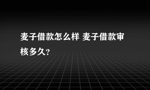 麦子借款怎么样 麦子借款审核多久？