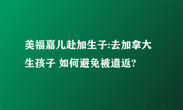 美福嘉儿赴加生子:去加拿大生孩子 如何避免被遣返?