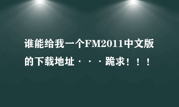 谁能给我一个FM2011中文版的下载地址···跪求！！！