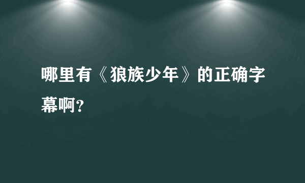 哪里有《狼族少年》的正确字幕啊？