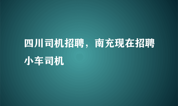 四川司机招聘，南充现在招聘小车司机