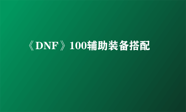 《DNF》100辅助装备搭配