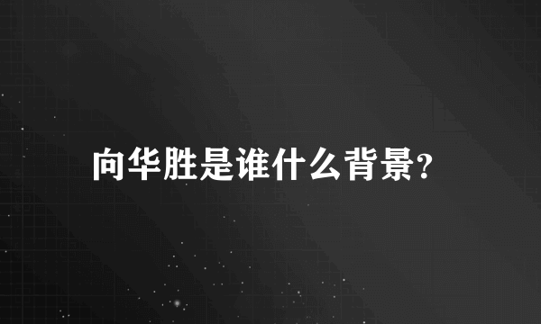 向华胜是谁什么背景？